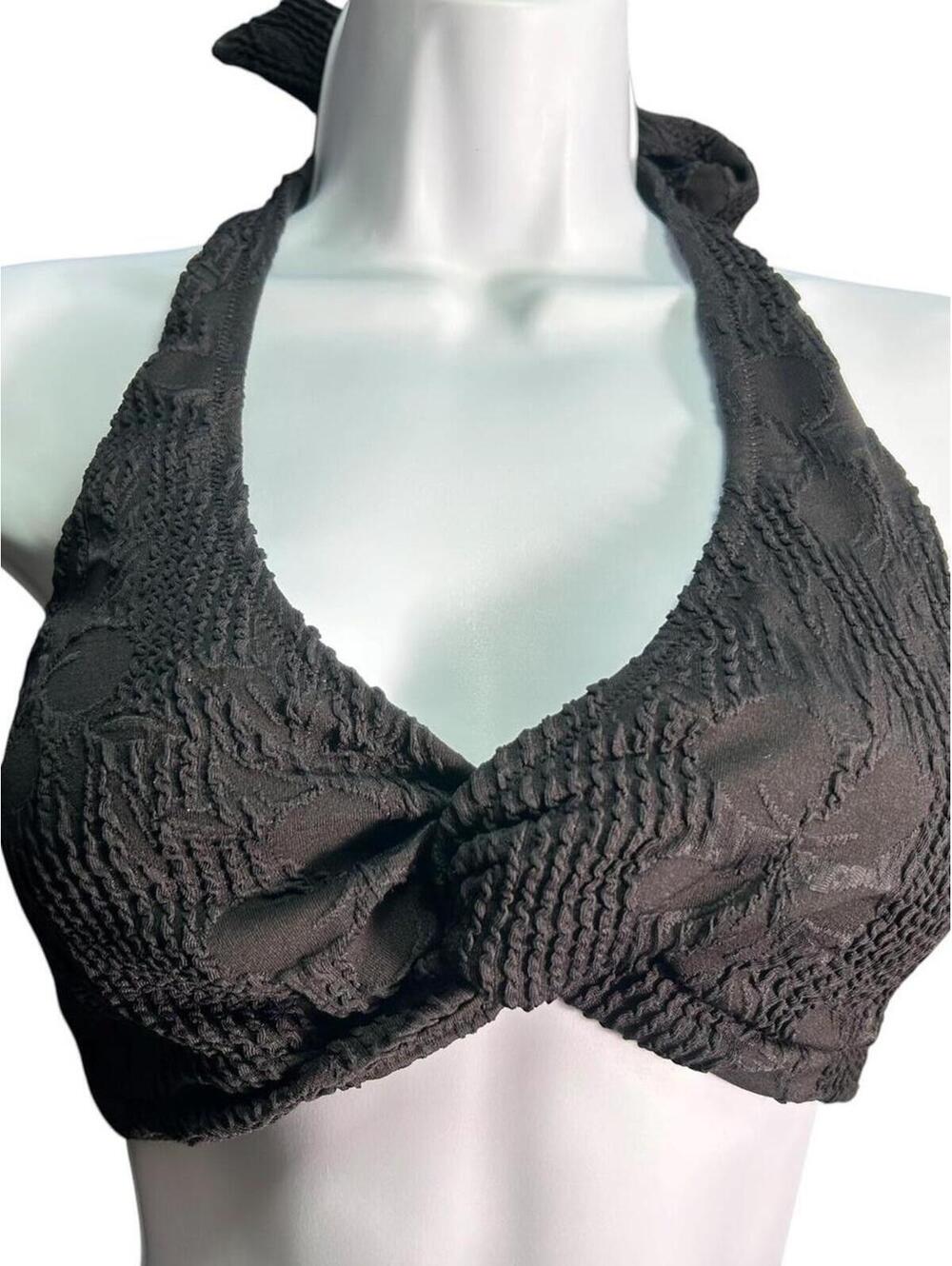 AQUA BLU Australia ELLENI textured soft support halter bikini swim top US 10